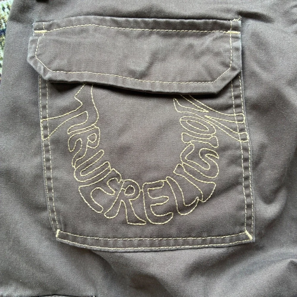 True Religion Mens Brown Cargo Pants 34 Utility Workwear Y2K Straight Leg Cotton